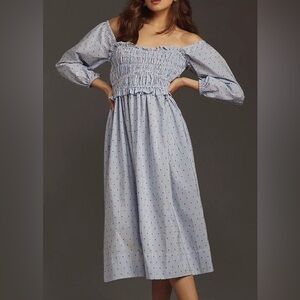 Maeve Blue Striped Long Sleeve Dress